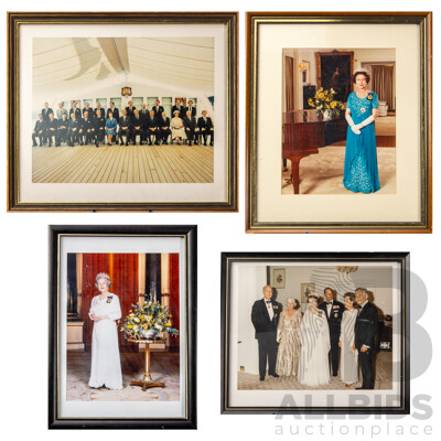 Collection Four Framed Photographs Featuring Queen Elizabeth II & Prince Phillip