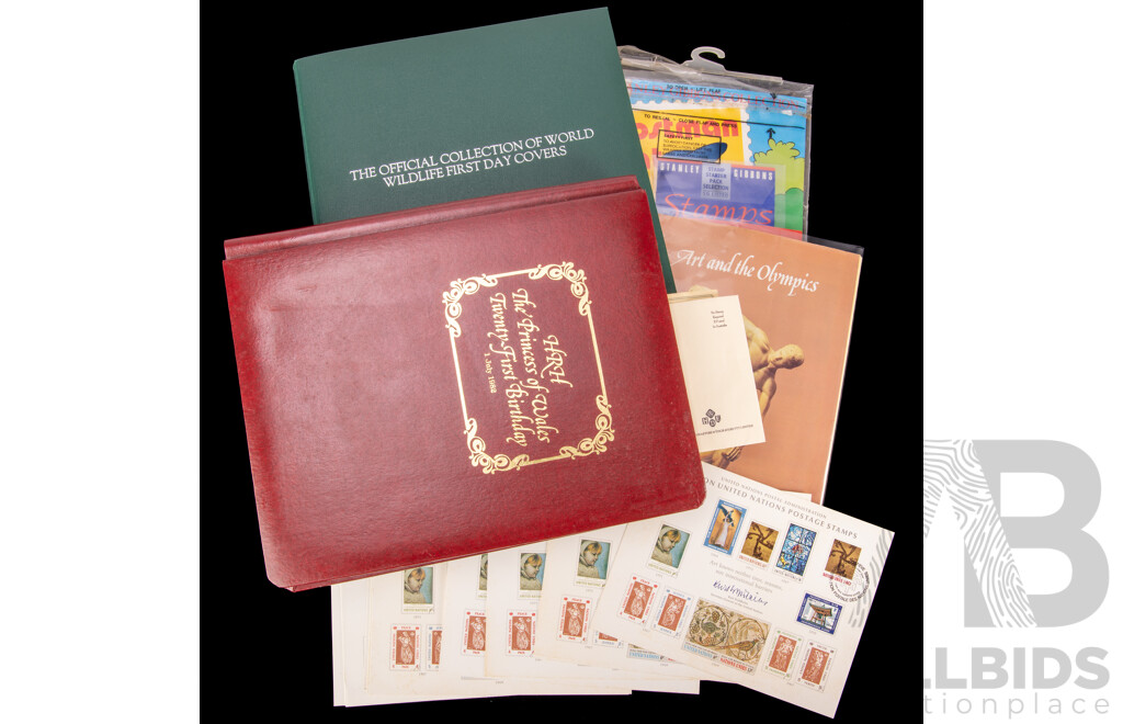 The Official Collection of World Wildlife First Day Covers 1978 to 1978 with HRH Princess of Wales Twenty First Birthdaystamp Album, Twelve Art on United Nations Postage Stamps First Day Covers.......