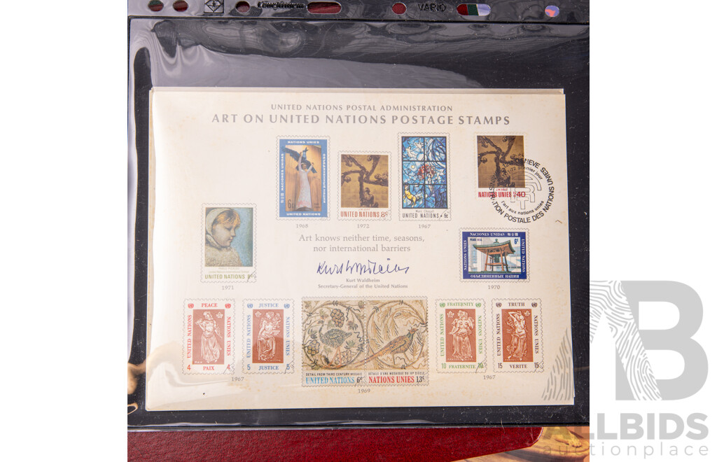 The Official Collection of World Wildlife First Day Covers 1978 to 1978 with HRH Princess of Wales Twenty First Birthdaystamp Album, Twelve Art on United Nations Postage Stamps First Day Covers.......