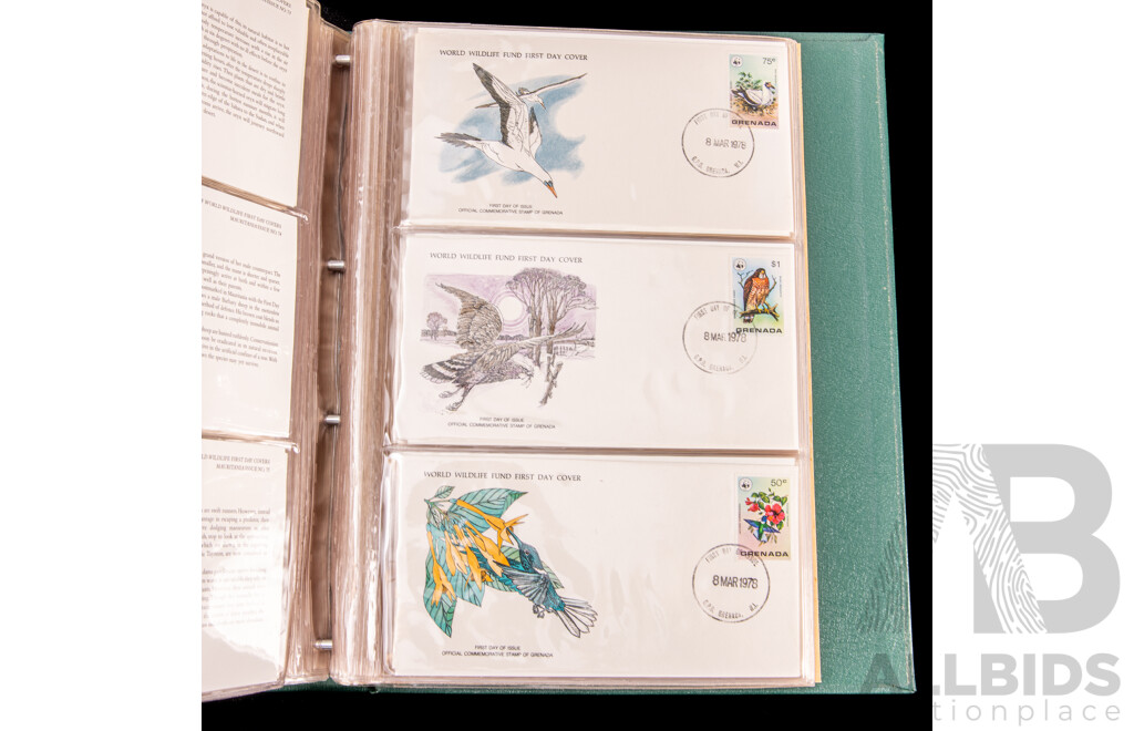 The Official Collection of World Wildlife First Day Covers 1978 to 1978 with HRH Princess of Wales Twenty First Birthdaystamp Album, Twelve Art on United Nations Postage Stamps First Day Covers.......