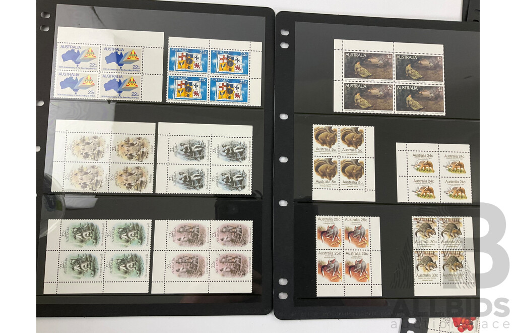 Collection of Australian 1980/81/82  Mint Stamp Blocks Including Sets and Two Dollar Painting Series Block of Four