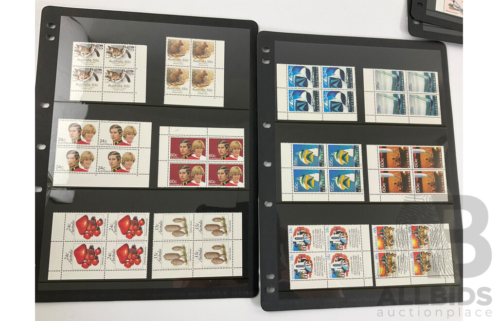 Collection of Australian 1980/81/82  Mint Stamp Blocks Including Sets and Two Dollar Painting Series Block of Four