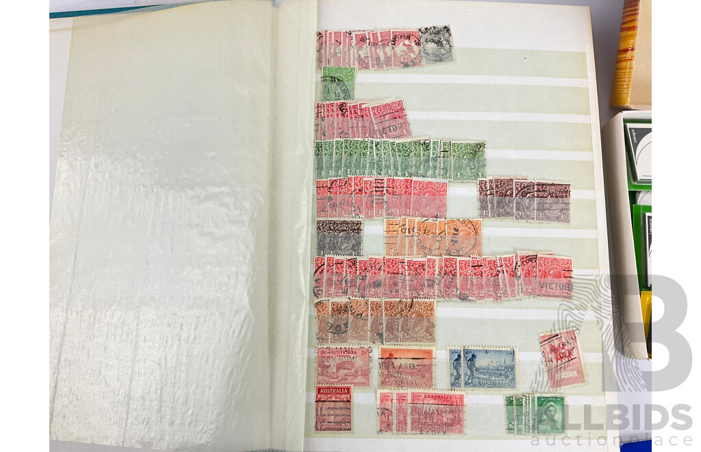 Album of Australian Cancelled Stamps, Including Predecimal, Kangaroo on Map, KGV, KGVI, QE2, Overprints and 1978/79 Stamp Packs, Box of Stamp Pocket Strips