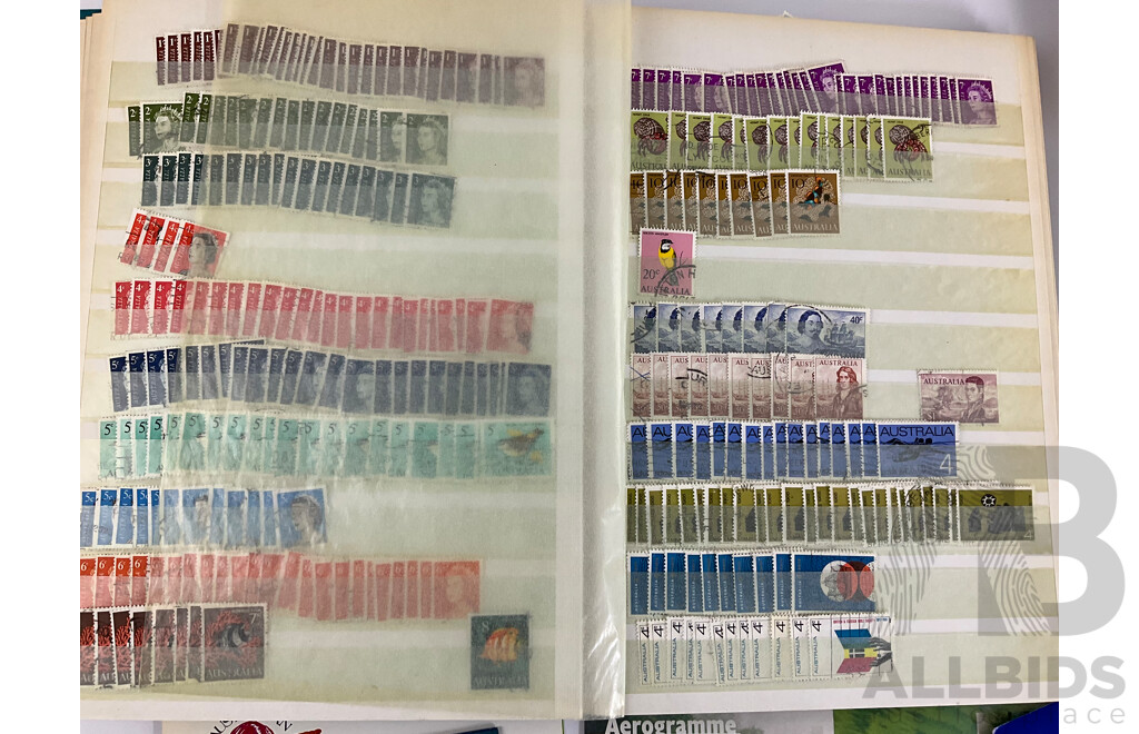 Album of Australian Cancelled Stamps, Including Predecimal, Kangaroo on Map, KGV, KGVI, QE2, Overprints and 1978/79 Stamp Packs, Box of Stamp Pocket Strips