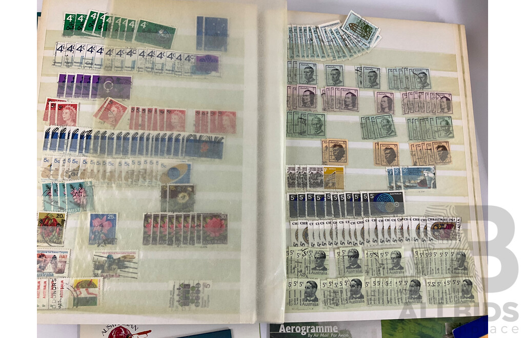 Album of Australian Cancelled Stamps, Including Predecimal, Kangaroo on Map, KGV, KGVI, QE2, Overprints and 1978/79 Stamp Packs, Box of Stamp Pocket Strips