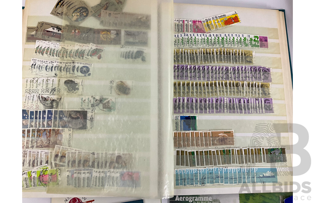 Album of Australian Cancelled Stamps, Including Predecimal, Kangaroo on Map, KGV, KGVI, QE2, Overprints and 1978/79 Stamp Packs, Box of Stamp Pocket Strips