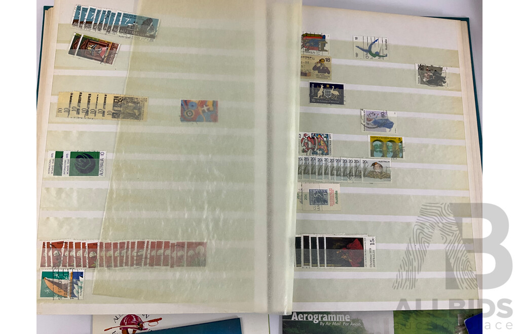Album of Australian Cancelled Stamps, Including Predecimal, Kangaroo on Map, KGV, KGVI, QE2, Overprints and 1978/79 Stamp Packs, Box of Stamp Pocket Strips