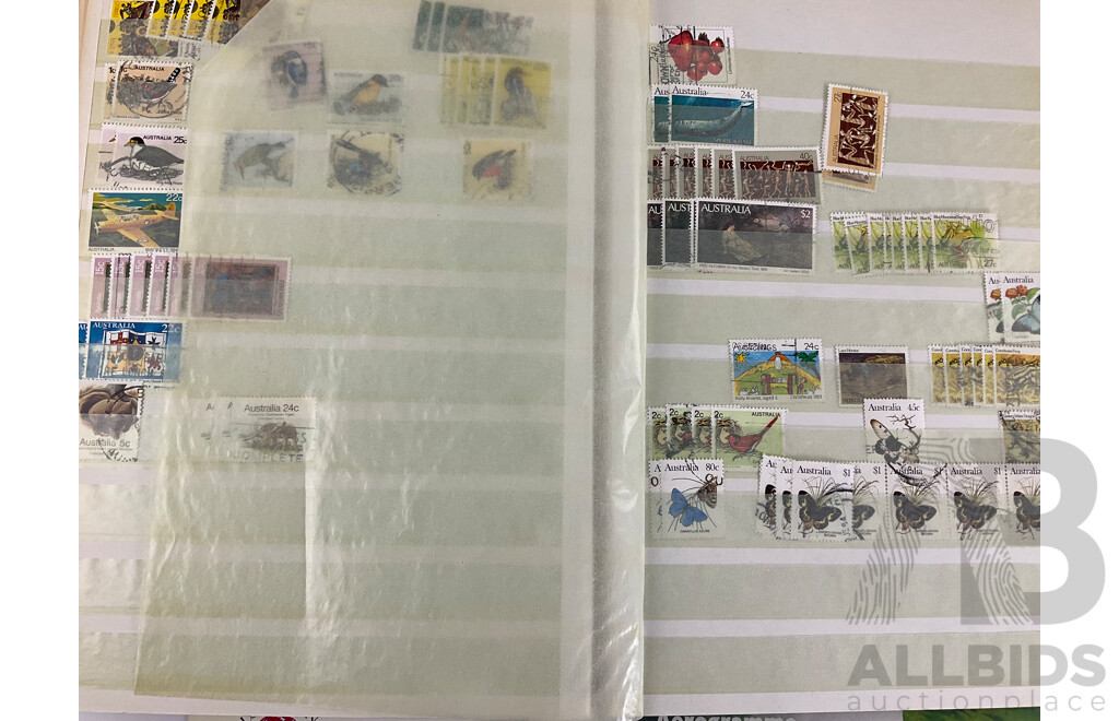 Album of Australian Cancelled Stamps, Including Predecimal, Kangaroo on Map, KGV, KGVI, QE2, Overprints and 1978/79 Stamp Packs, Box of Stamp Pocket Strips