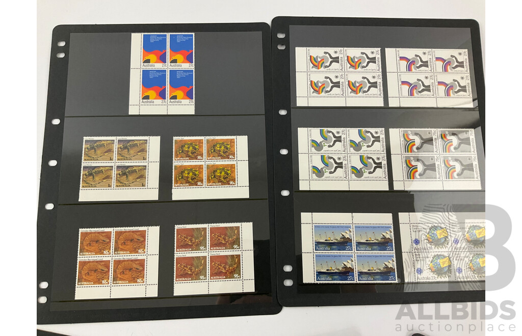 Australian 1982/1983 Mint Stamp Blocks Including Sets, Christmas, National Gallery, Historic Fire Engines, Butterflies, Veteran Cars