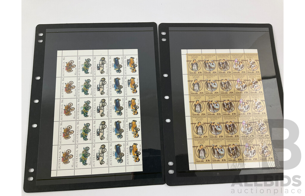Australian 1982/1983 Mint Stamp Blocks Including Sets, Christmas, National Gallery, Historic Fire Engines, Butterflies, Veteran Cars