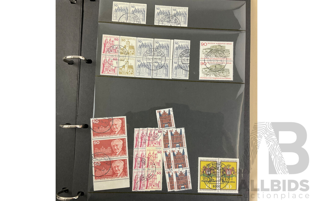 Album of German Stamps Including Mint Allied Occupation Blocks, Cancelled 1970's and 80's