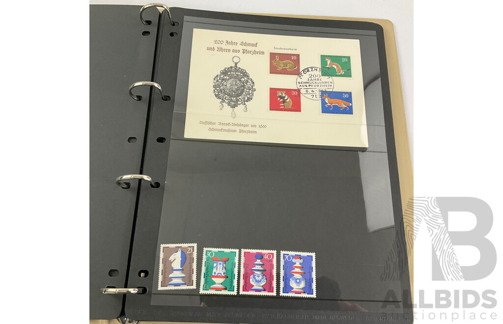Album of German Stamps Including Mint Allied Occupation Blocks, Cancelled 1970's and 80's