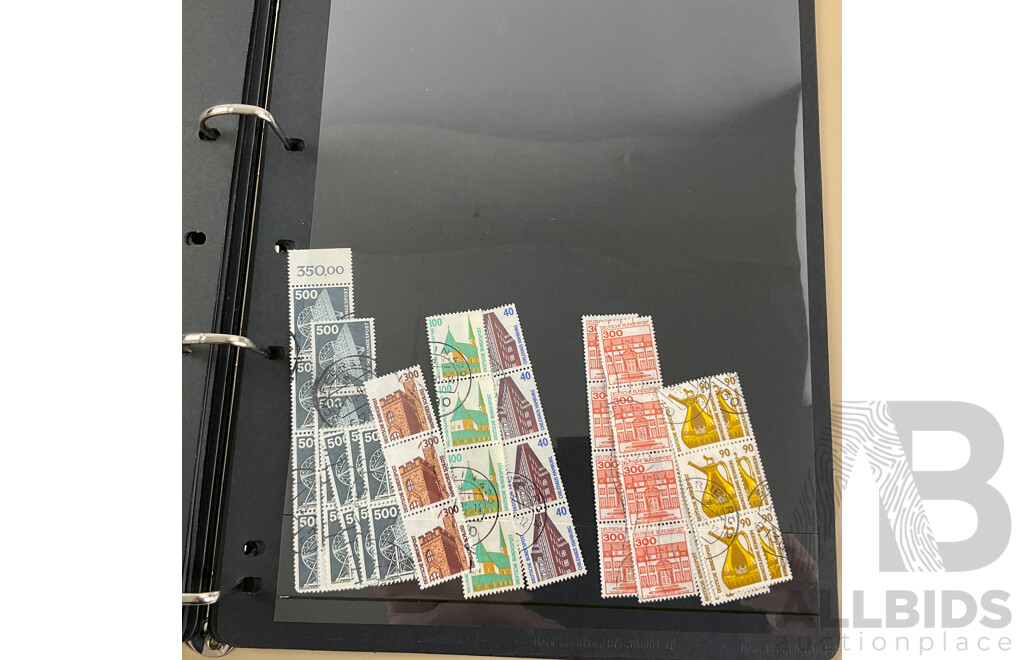 Album of German Stamps Including Mint Allied Occupation Blocks, Cancelled 1970's and 80's