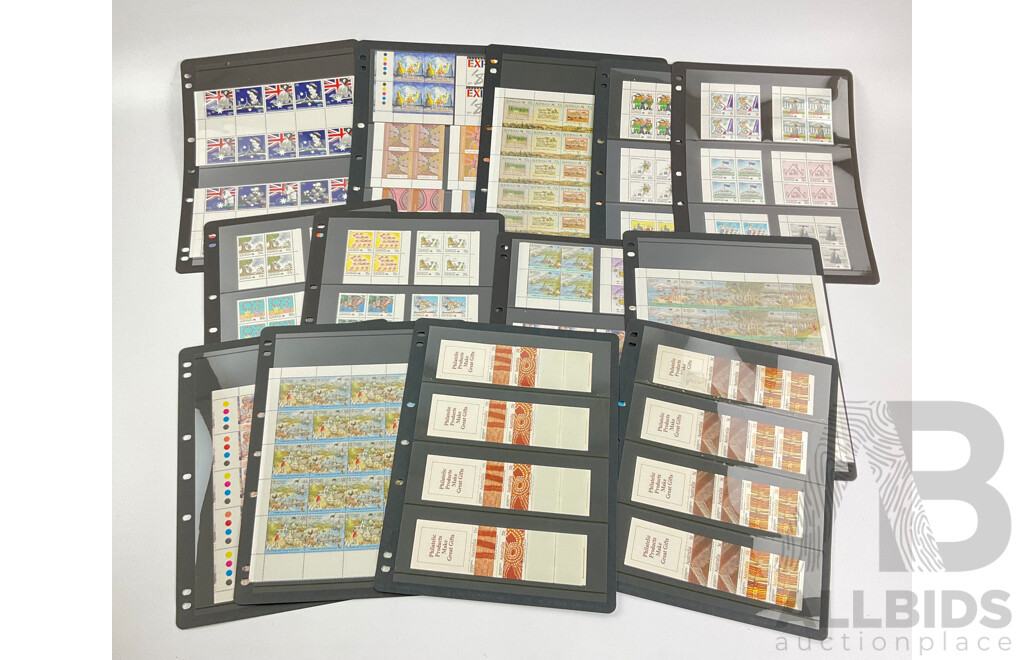 Australian 1987/88 Mint Stamp Mini Sheets, Blocks, Booklets, Gutters Including Sets, Joint Issue, First Fleet, Early Years, Expo88,