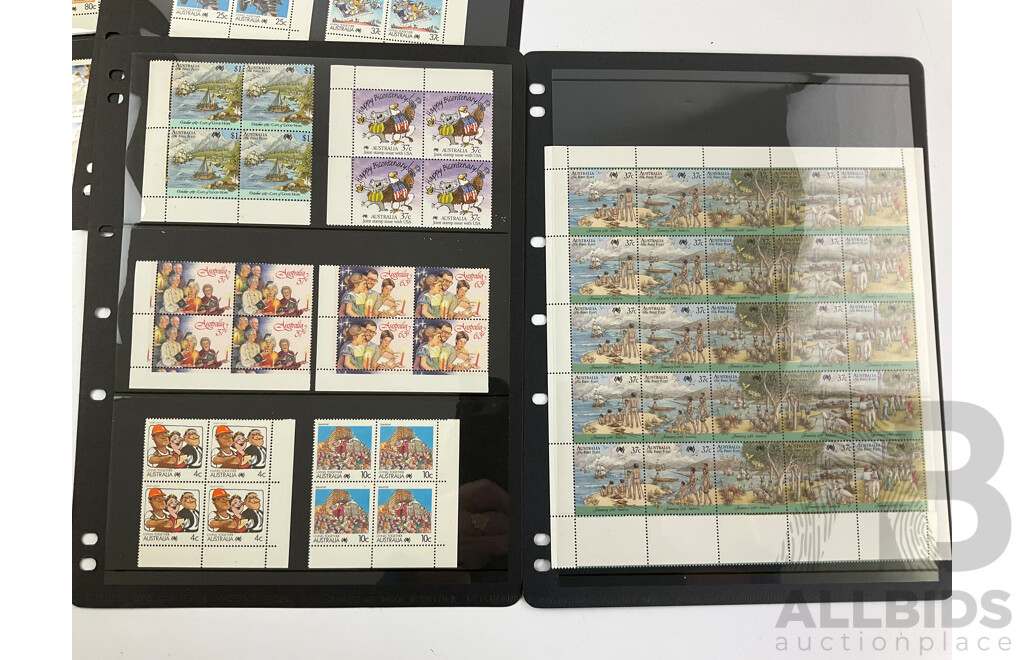 Australian 1987/88 Mint Stamp Mini Sheets, Blocks, Booklets, Gutters Including Sets, Joint Issue, First Fleet, Early Years, Expo88,