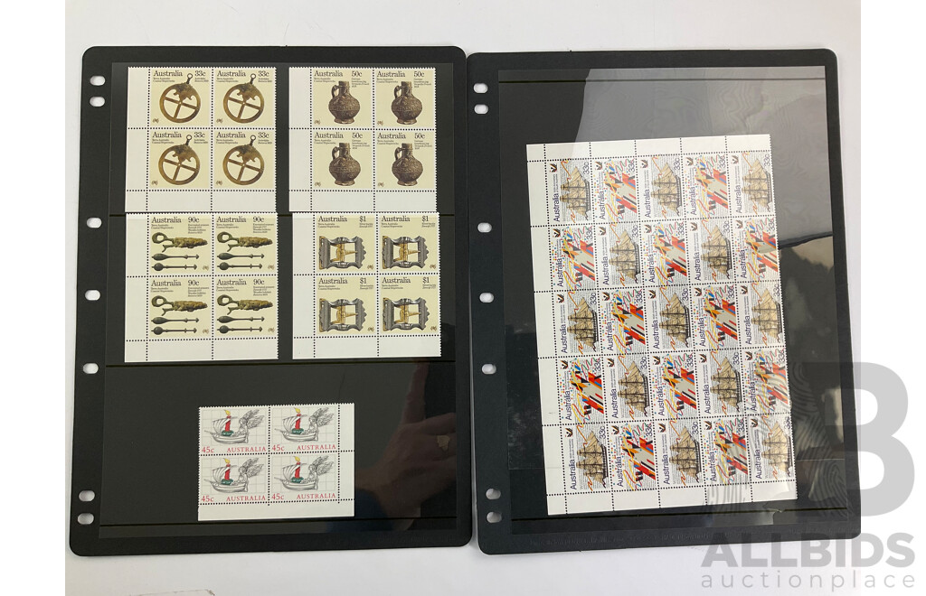 Collection of Australian 1980's Mint Stamp Blocks and Mini Sheets Including Sets, Terra Australis, Classic Australian Story Books and More