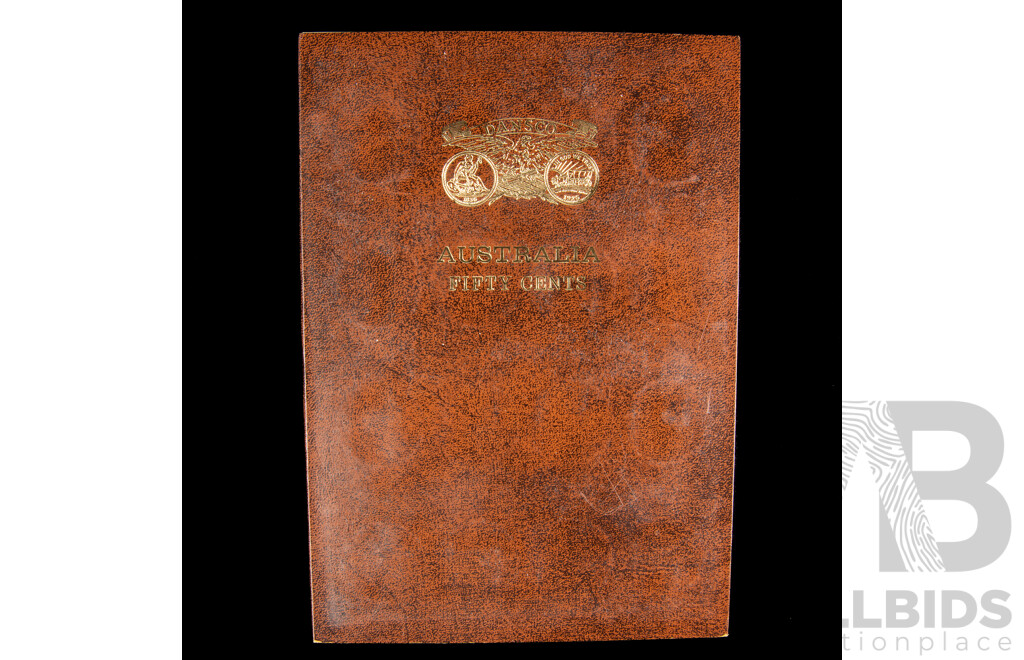 Australian Dansco Fifty Cent Coin Album Including 1966 Round Silver Fifty Cent