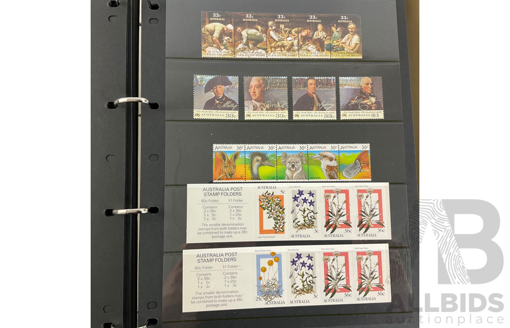 Album of Australian Mint Stamps and Strips Examples Spanning 1975 to 1988, Ten Dollar Tom Roberts