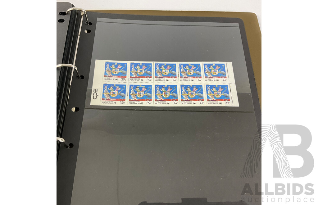 Album of Australian Mint Stamps and Strips Examples Spanning 1975 to 1988, Ten Dollar Tom Roberts