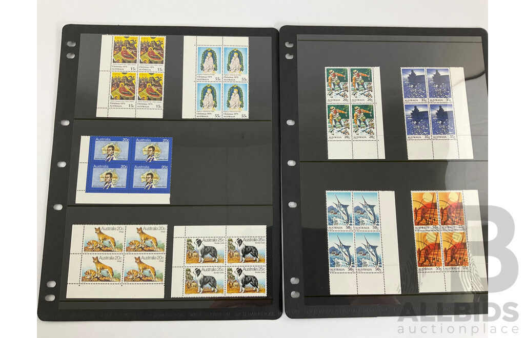 Collection of Australian 1978/79  Mint Stamp Blocks Including Sets and Five Dollar Painting Series Block of Four