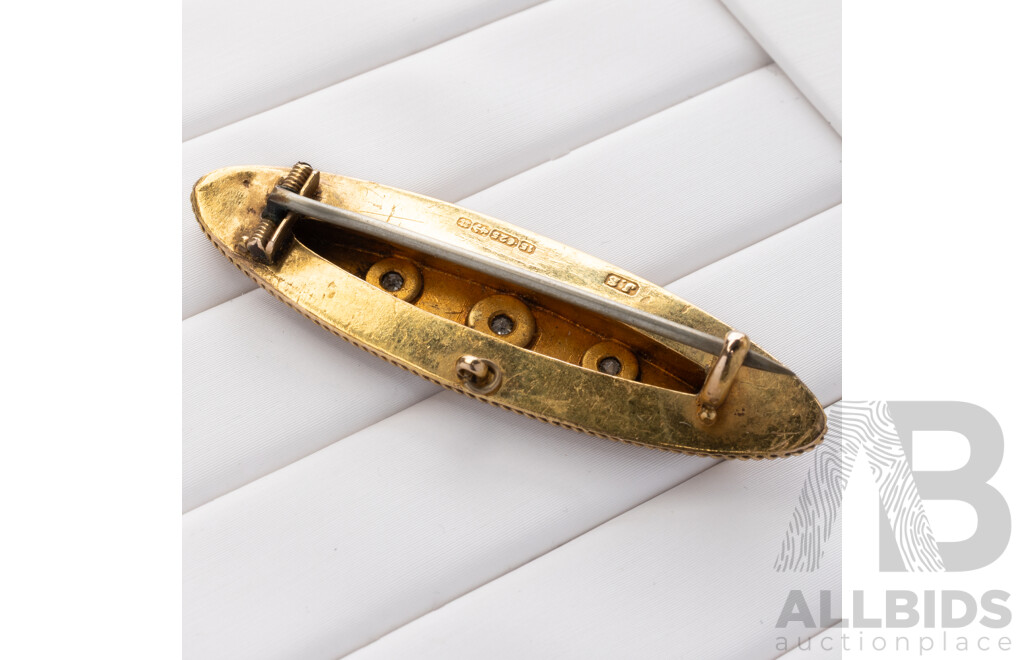 Antique 15ct Yellow Gold Victorian Old Cut Diamond Set Plaque Brooch, 48mm, 4.53 Grams