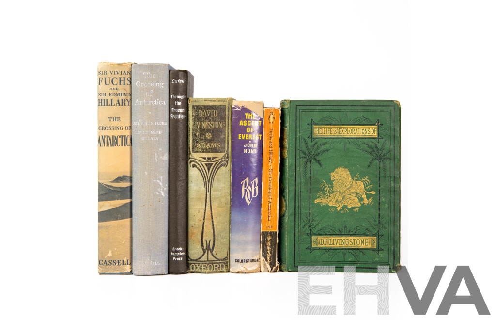 Collection Books Regarding Exploration Including the Crossing of Antarctica, the Life & Explorations of David Livingston and More