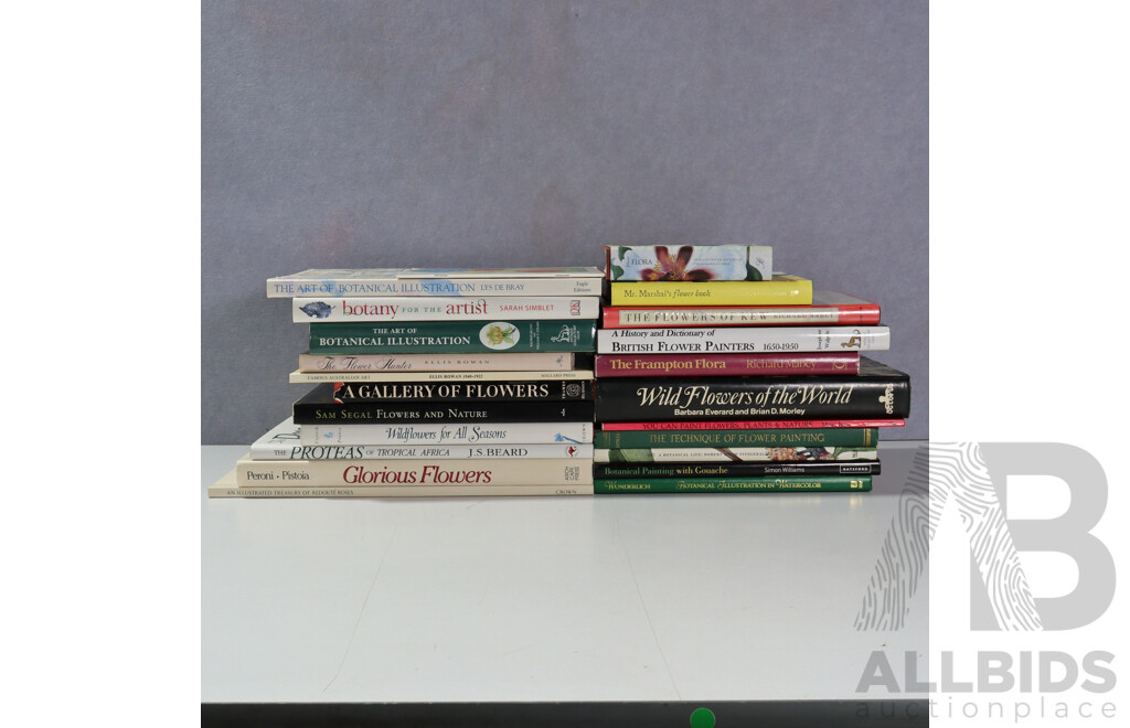 Large Collection Books Regarding Flowers, Wild Flowers and Floral Art and Art Technique