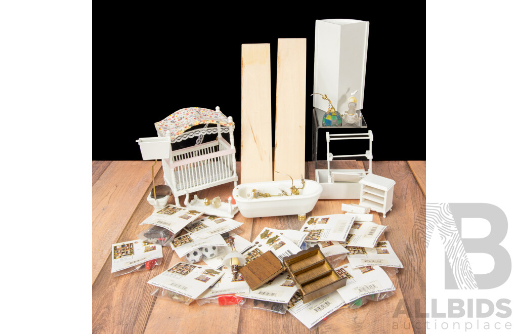 Collection of Vintage Timber Dolls House Furniture