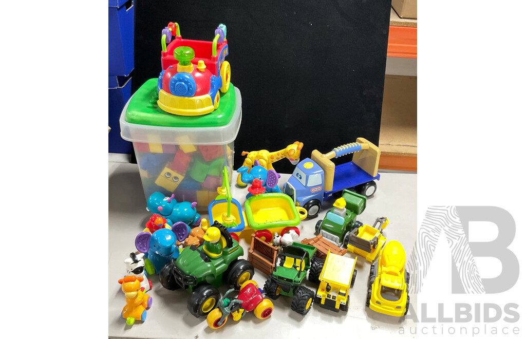 Collection of Toddler Toys Including Lego, Ertl and Tonka