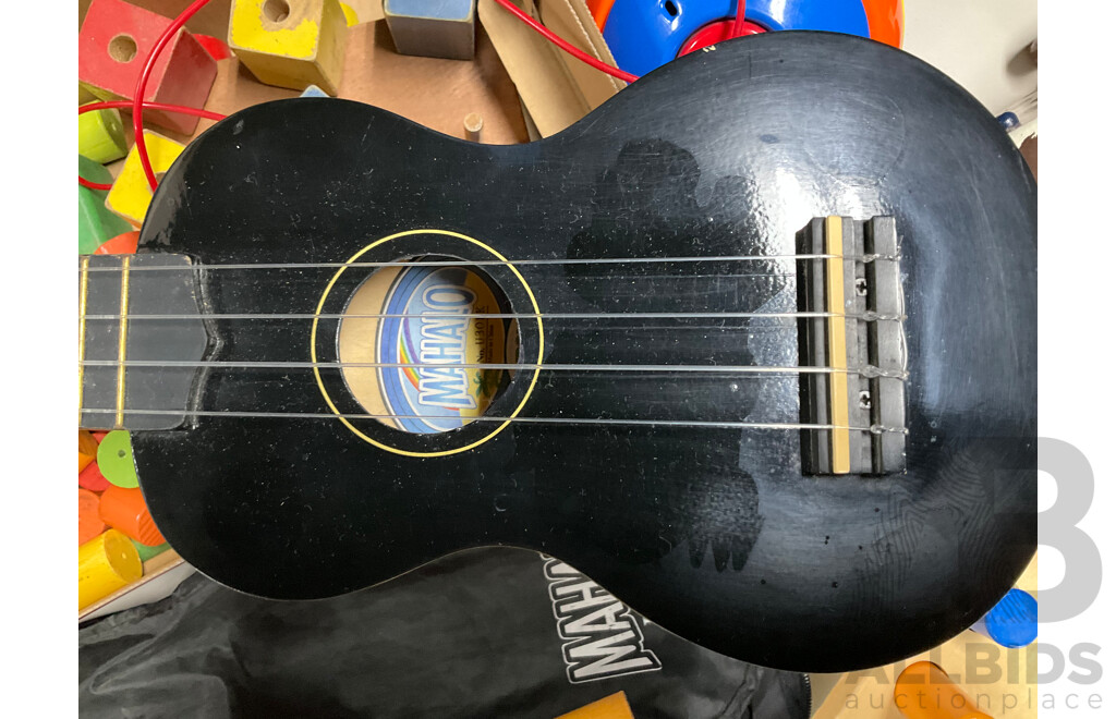 Collection of Vintage Timber Toddlers Toys and Mahalo Ukulele