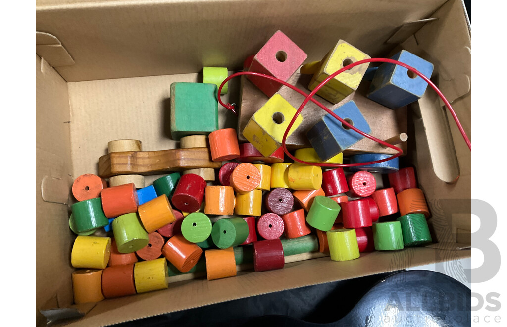 Collection of Vintage Timber Toddlers Toys and Mahalo Ukulele