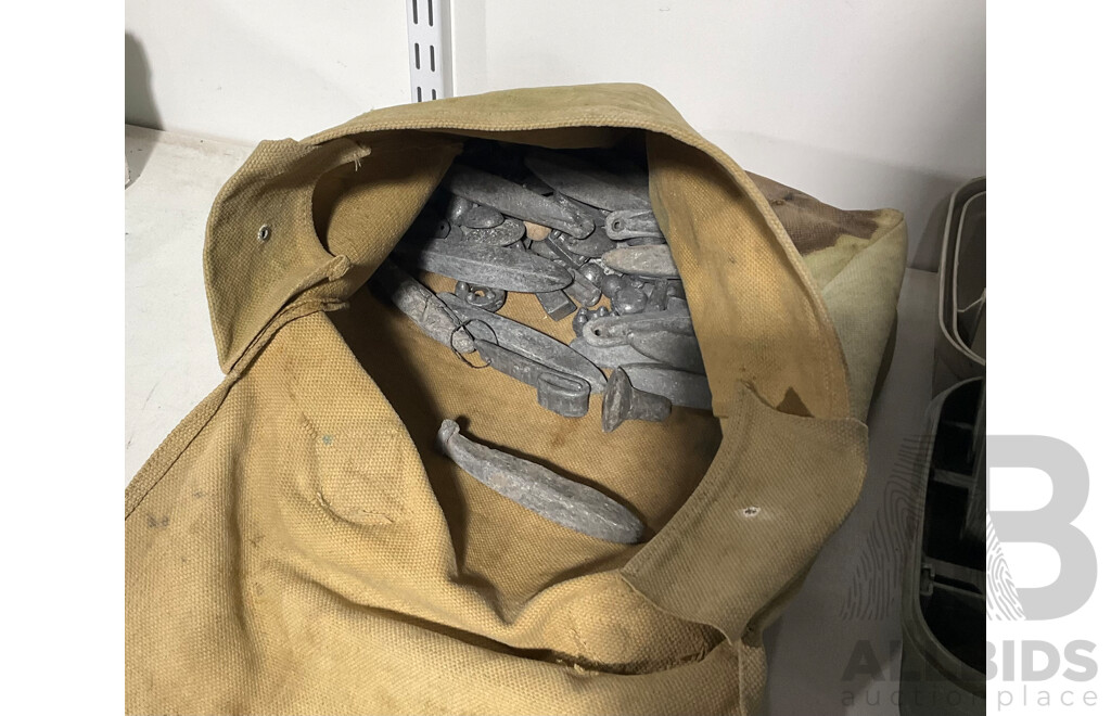 Two Fishing Tackle Boxes with Vintage Hooks, Floats, Sinkers, Lures with Reels of Line and Twelve Kilograms of Lead Sinkers