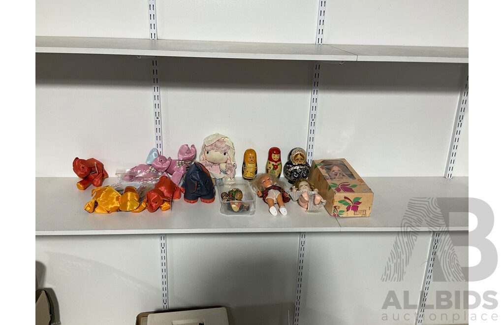 Collection of Dolls, Babushka Dolls, Soft Toy Animals and Sally Ann Accessories