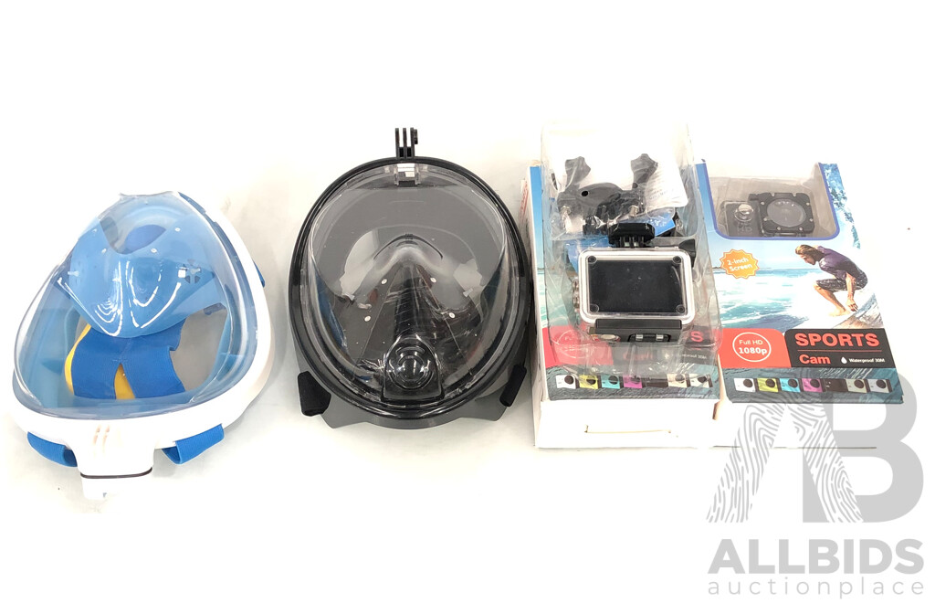 Two Snorkling Masks and Two HD Sports Cameras