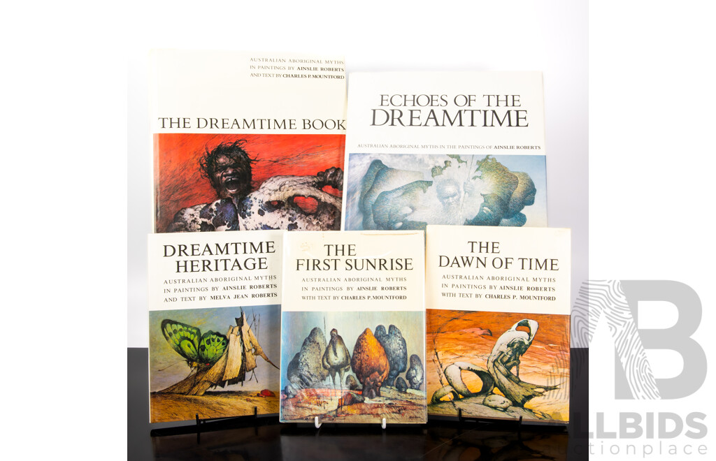 Collection Five Books on Australian Indigenous Myths Illustrated by Ainslie Roberts, All Hardcovers with Dust Jackets
