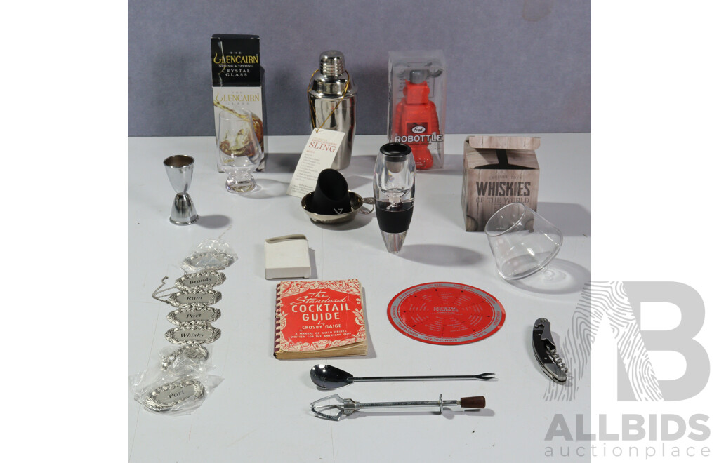Collection of Barware Including Robottle Corkscrew in Original Box and More
