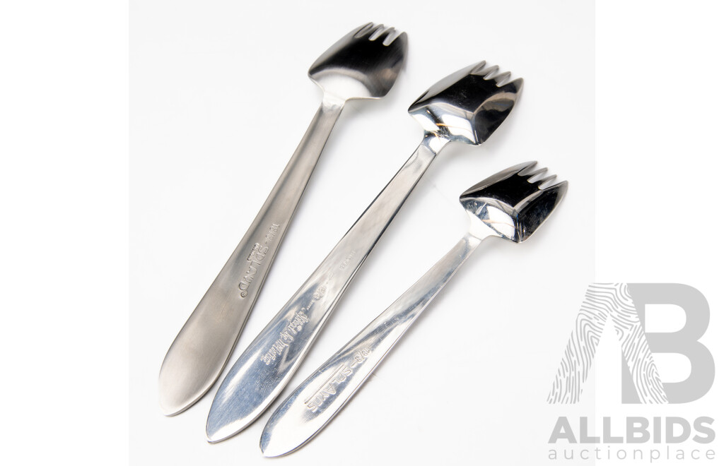 Three Sets Six the Original Splayds Stainless Steel Satin Finish in Original Boxes