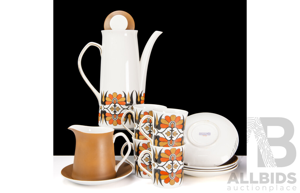 Mid Century Ten Piece Elizabethan Coffee Set in Fortune Pattern