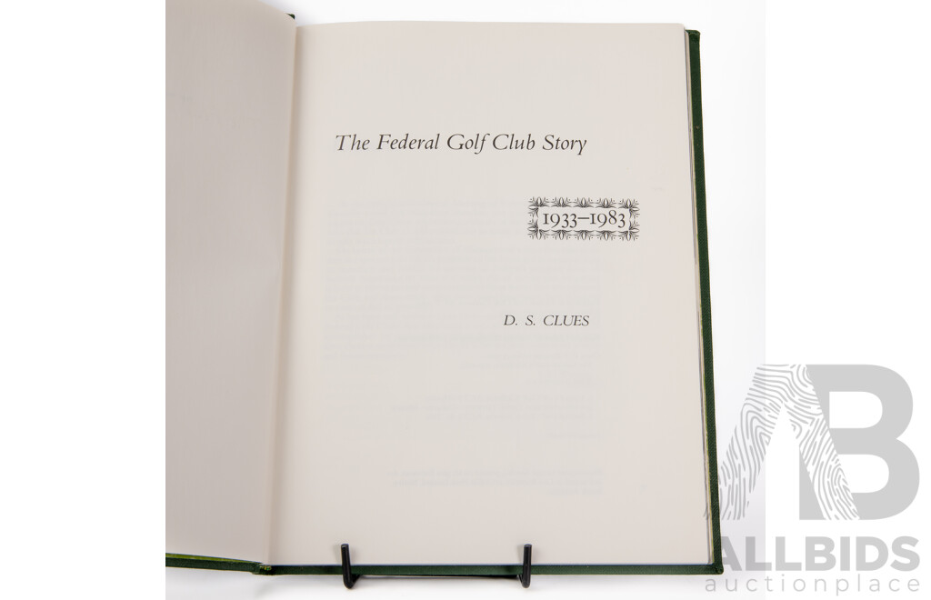 Collection Golf Memorabilia Including the Federal Golf Club Story by D S Clues, Two Trophies and Two Selangor Pewter Engraved Trophies Along with Golf Themed Lidded Box
