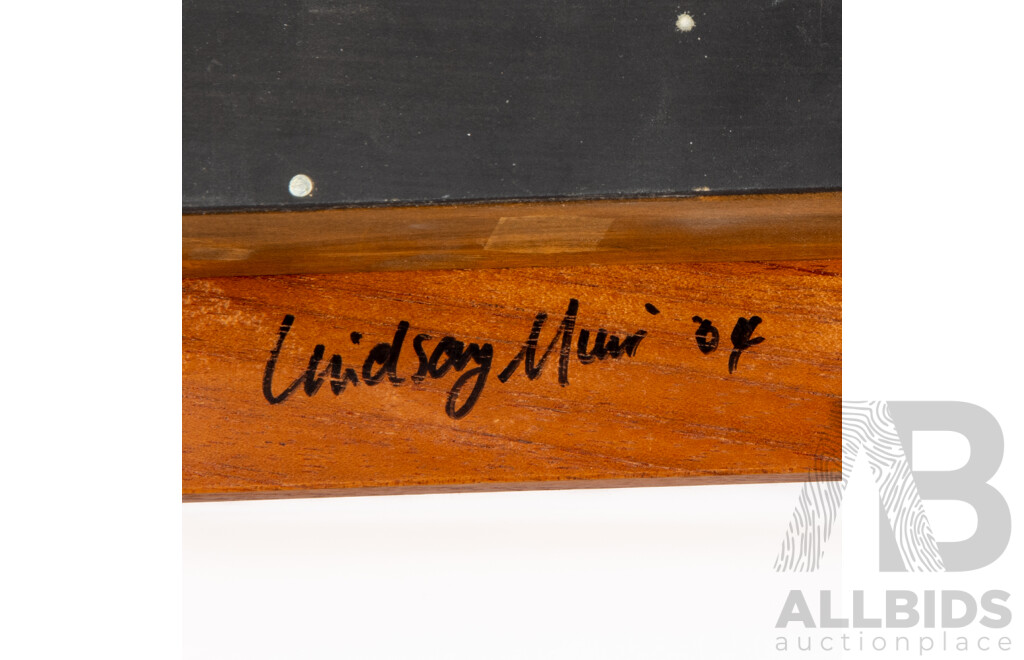 Australian Lindsay Muir Ceramic Frog Sculpture in Bespoke Red Cedar Frame