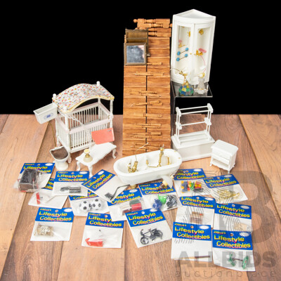 Collection of Vintage Timber Dolls House Furniture