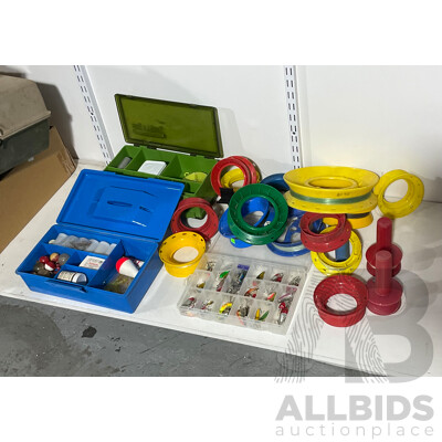Five Fishing Tackle Boxes with Vintage Hooks, Floats, Sinkers, Lures and Sixteen Hand Reels