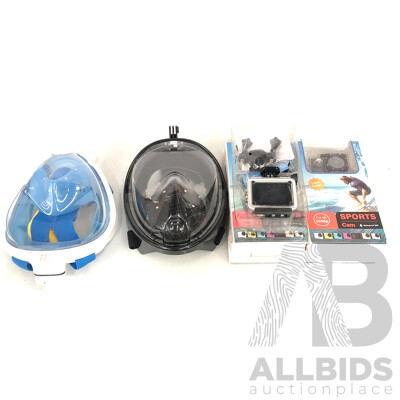 Two Snorkling Masks and Two HD Sports Cameras