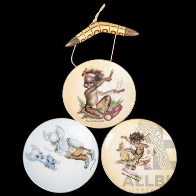 Collection Three Vintage Australian Brownie Downing Display Plates