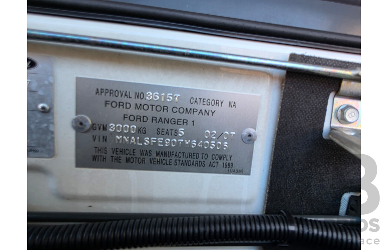 2/2007 Ford Ranger XLT (4x4) PJ Dual Cab P/Up White Turbo Diesel 3.0L