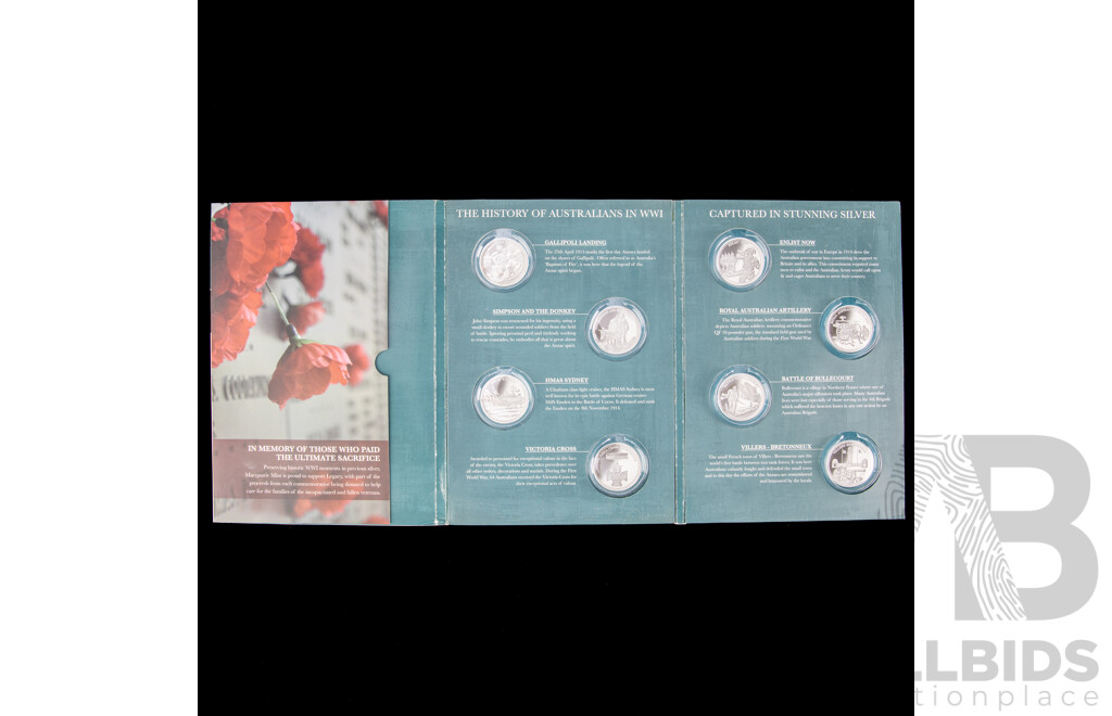 Australian Macquarie Mint First World War Silver Coins, Gallipoli Landing and Simpson and His Donkey .333