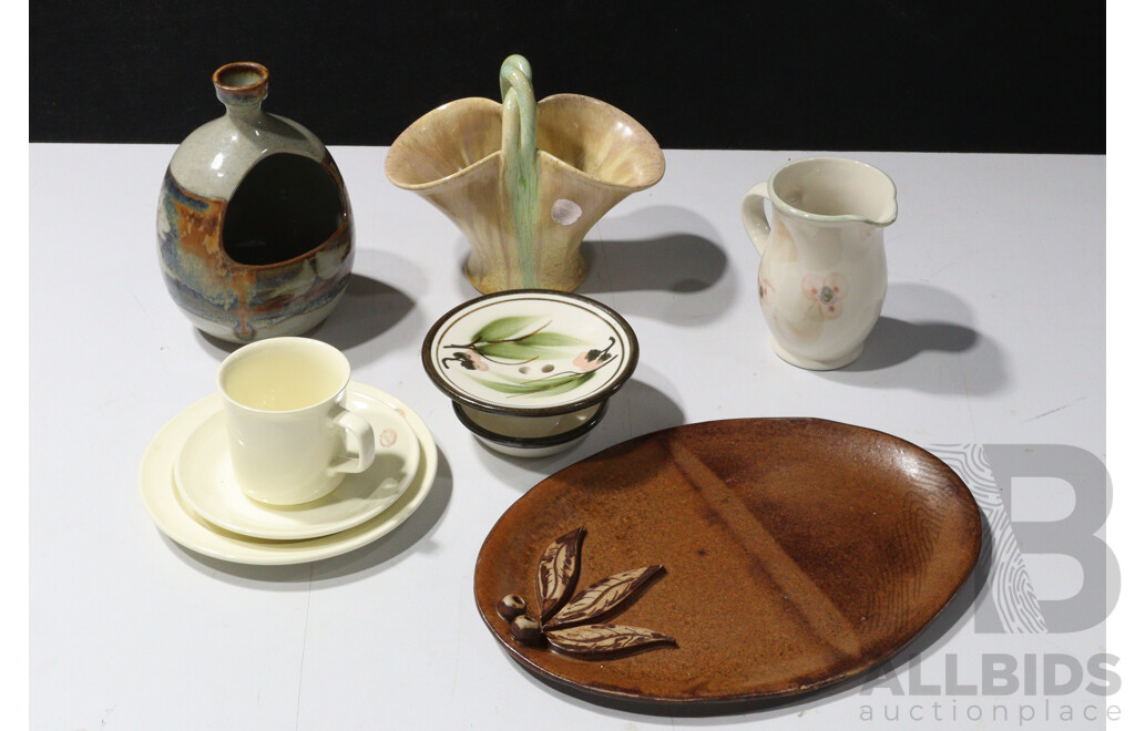 Collection Australian Pottery Including Bendigo Trio, Robert Gordon Jug and More