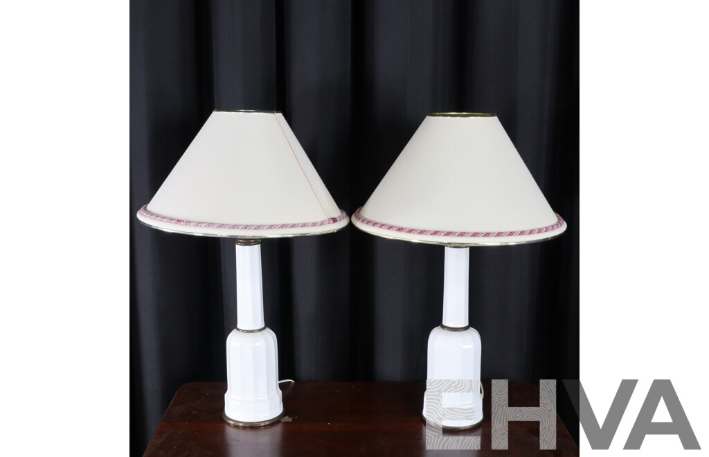 Pair of Danish Heiberg Glazed Ceramic Table Lamps