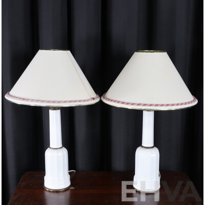 Pair of Danish Heiberg Glazed Ceramic Table Lamps
