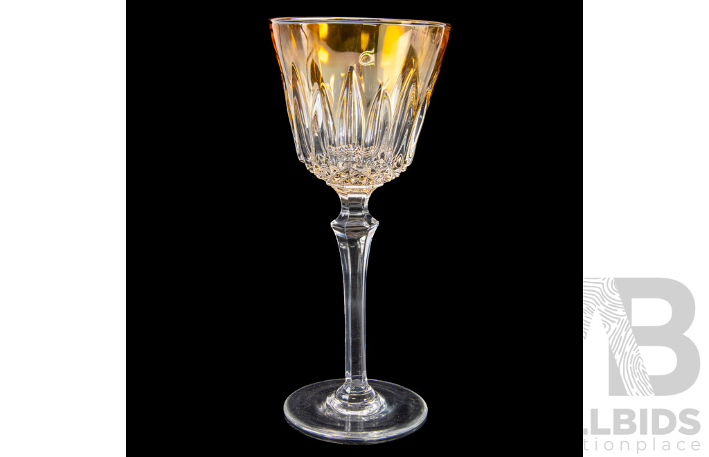 Two Sets Four Flashed Harlequin Crystal Wine Glasses Along with Set Six Similar